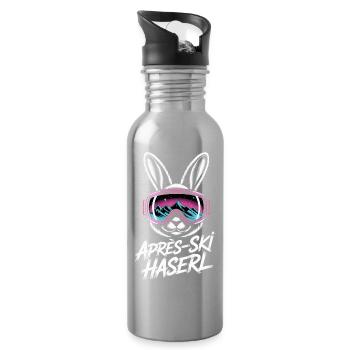 Apres Ski Haserl Hüttengaudi Skifahrerin Skihaserl - Trinkflasche mit integriertem Trinkhalm - Lightsilver - Rechts