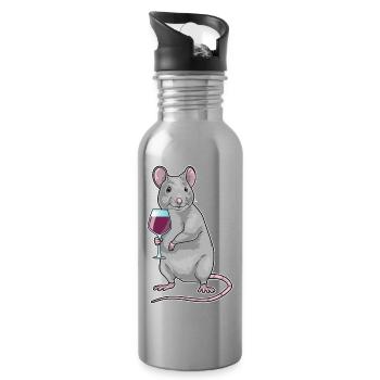 Mouse Red Wine - Water bottle with straw - silver - Right