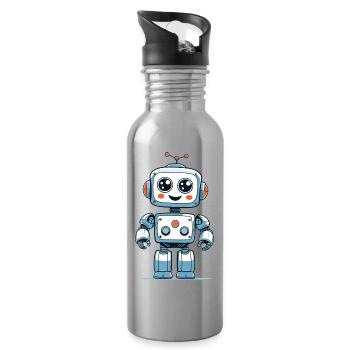 Kleiner Weltraumroboter - Trinkflasche mit integriertem Trinkhalm - Lightsilver - Rechts
