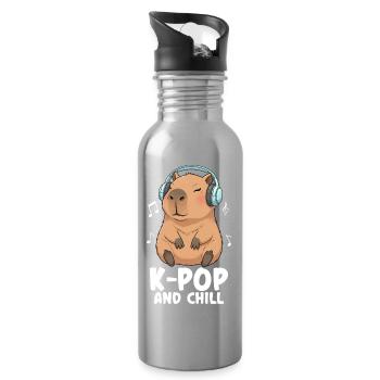 K Pop And Chill - Trinkflasche mit integriertem Trinkhalm - Lightsilver - Rechts