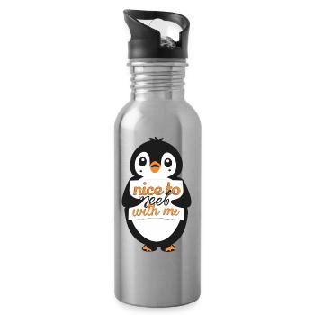 Penguin Banner : Ravi de me rencontrer - Gourde avec paille intégrée - argent clair - Droite
