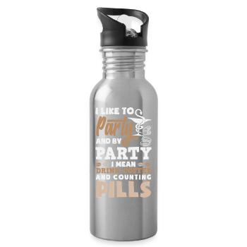 Party Drink Coffee Counting Pills Pharmacist - Water bottle with straw - silver - Right