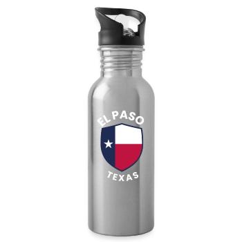 El Paso Texas Shield-Flagge - Trinkflasche mit integriertem Trinkhalm - Lightsilver - Rechts