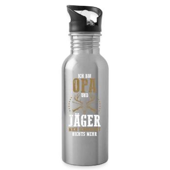 Opa Großvater Jagd Jagen Waidmann Jäger - Trinkflasche mit integriertem Trinkhalm - Lightsilver - Rechts