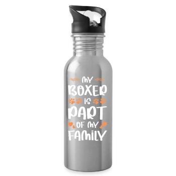 Mein Boxer Ist Teil Meiner Familie - Trinkflasche mit integriertem Trinkhalm - Lightsilver - Rechts