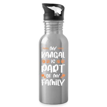 My Kangal belongs to the family - Water bottle with straw - silver - Right