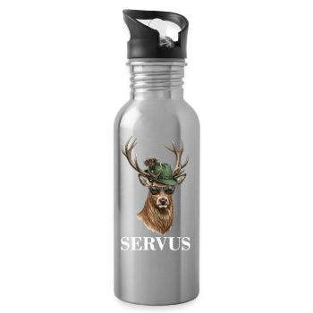 Hirsch Reh Servus - Trinkflasche mit integriertem Trinkhalm - Lightsilver - Rechts