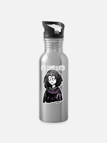 It's Complicated Karikatur Shirt - Trinkflasche mit integriertem Trinkhalm - Lightsilver