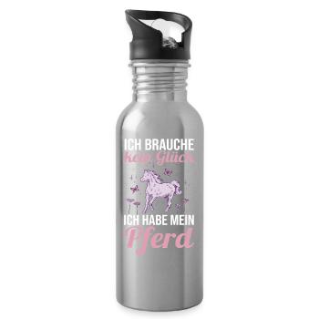 Reiten Pferdeliebhaber Reiterhof Pferde - Trinkflasche mit integriertem Trinkhalm - Lightsilver - Rechts
