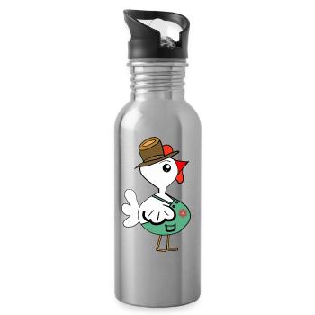 Chicken Chicken Straw Hat Hat Child - Water bottle with straw - silver - Right