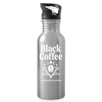 Schwarzer Kaffee-Wiederbelebungsgarten - Trinkflasche mit integriertem Trinkhalm - Lightsilver - Rechts