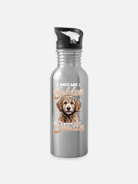 Goldendoodle Dog Breed - Trinkflasche mit integriertem Trinkhalm - Lightsilver