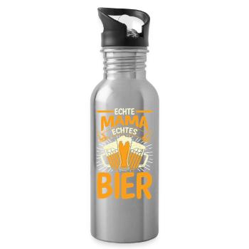 Bier Bierliebhaberin Mutter Mama - Trinkflasche mit integriertem Trinkhalm - Lightsilver - Rechts
