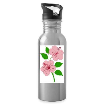 hibiscus - Water bottle with straw - silver - Right