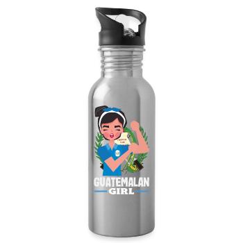 Guatemala Flagge T-Shirt Stolz & Heimat Chapín - Trinkflasche mit integriertem Trinkhalm - Lightsilver - Rechts