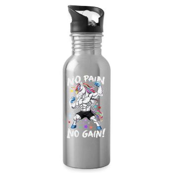 Licorne puissante, sans douleur, sans gain de forme - Gourde avec paille intégrée - argent clair - Droite
