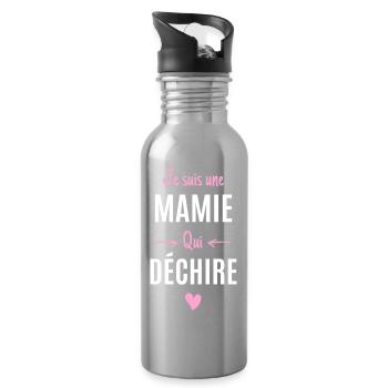 Humour Mamie Cadeau Grand-Mère Original - Gourde avec paille intégrée - argent clair - Droite
