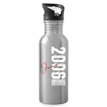 20th Birthday Gift Vintage June Vintage 2006 - Water bottle with straw - silver - Right