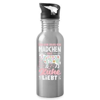 Ich Bin Bloß Ein Mädchen Das Kühe Liebt Kuh - Trinkflasche mit integriertem Trinkhalm - Lightsilver - Rechts