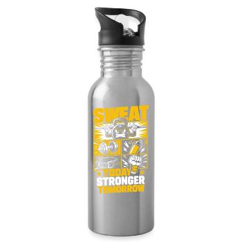 Sweat Today Stronger Tomorrow - Water bottle with straw - silver - Right