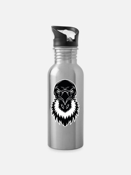 Eagle Hawk Maskottchen-Logo Sport-Gaming-Geschenk - Trinkflasche mit integriertem Trinkhalm - Lightsilver