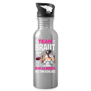 Team Braut Wir Eskalieren Bis Zum Schluss Jga - Trinkflasche mit integriertem Trinkhalm - Lightsilver - Rechts