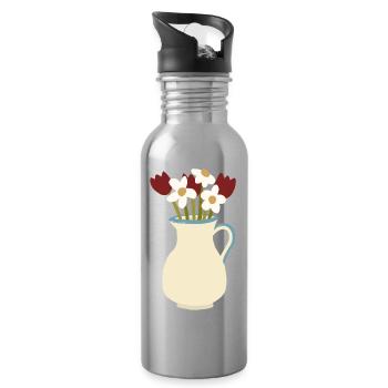 Ceramic Vase Bloom Duo - Water bottle with straw - silver - Right