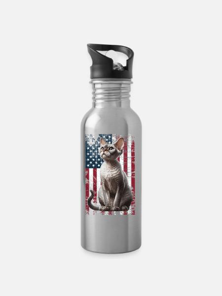 Devon Rex US Devon Rex - Trinkflasche mit integriertem Trinkhalm - Lightsilver