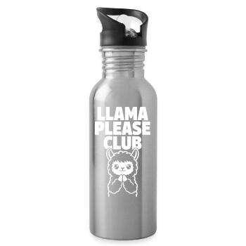 Llama Please Club – Niedliches Lama - Trinkflasche mit integriertem Trinkhalm - Lightsilver - Rechts