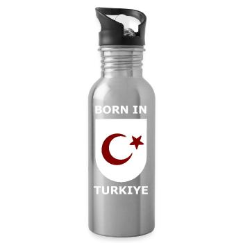 Born in Türkiye Shield - Trinkflasche mit integriertem Trinkhalm - Lightsilver - Rechts