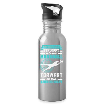 Handball Handballer Handball Trainer Fan Geschenk - Trinkflasche mit integriertem Trinkhalm - Lightsilver - Rechts