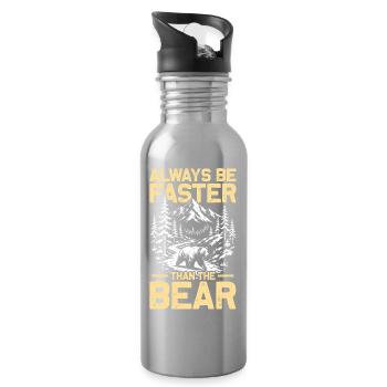 Be faster than the bear Hiking Mountains Mountaineering - Water bottle with straw - silver - Right