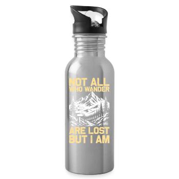 Not all who wander Hiking Mountains Mountaineering - Water bottle with straw - silver - Right