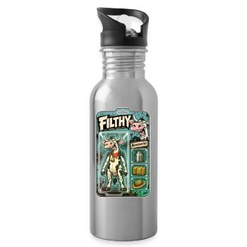 Schmutzige Kuh-Actionspielzeugverpackung - Trinkflasche mit integriertem Trinkhalm - Lightsilver - Rechts