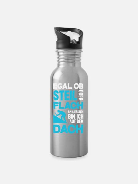 Dachdecker Spruch Lustig Handwerker Geschenk - Trinkflasche mit integriertem Trinkhalm - Lightsilver