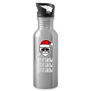 Let it grow Santa Claus beard hipster Christmas - Water bottle with straw - silver - Right
