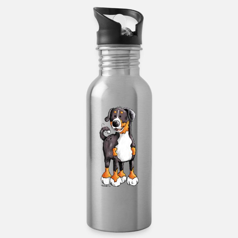 Der Appenzeller Sennenhund - Trinkflasche mit integriertem Trinkhalm - Lightsilver