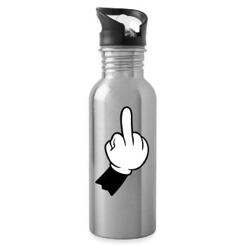 hand mittelfinger fuck you - Trinkflasche mit integriertem Trinkhalm - Lightsilver - Rechts