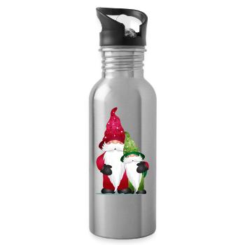 little cute imp friends for christmas - Water bottle with straw - silver - Right