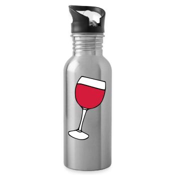 Rotwein im Glas - Trinkflasche mit integriertem Trinkhalm - Lightsilver - Rechts