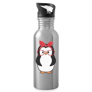 Pinguin Pinguine - Trinkflasche mit integriertem Trinkhalm - Lightsilver - Rechts