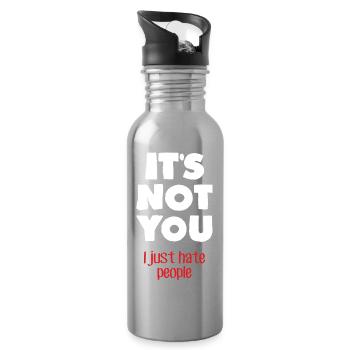 I hate people (dark) - Water bottle with straw - silver - Right