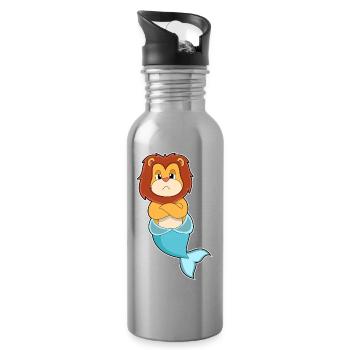 Lion Mermaid - Water bottle with straw - silver - Right