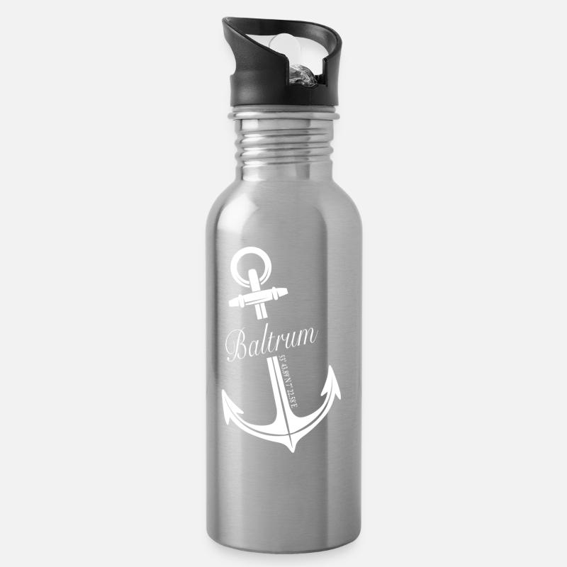 Baltrum - Trinkflasche mit integriertem Trinkhalm - Lightsilver