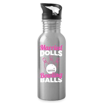 Bowler Woman - Water bottle with straw - silver - Right
