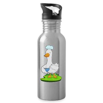 Cuisson dans un bol de cuisson de canard - Gourde avec paille intégrée - argent clair - Droite