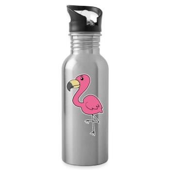 Flamingo - Trinkflasche mit integriertem Trinkhalm - Lightsilver - Rechts