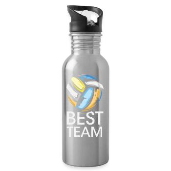 best team volleyball beach bright colors graphic - Water bottle with straw - silver - Right