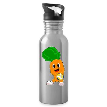 Karotte Volleyballspieler Volleyball - Trinkflasche mit integriertem Trinkhalm - Lightsilver - Rechts