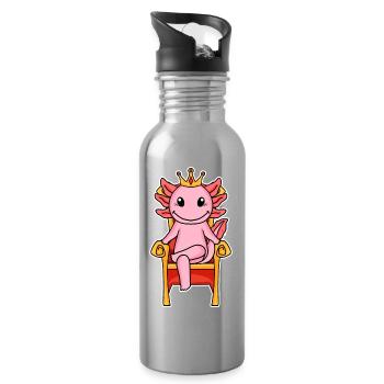 Axolotl motif children's king - Water bottle with straw - silver - Right